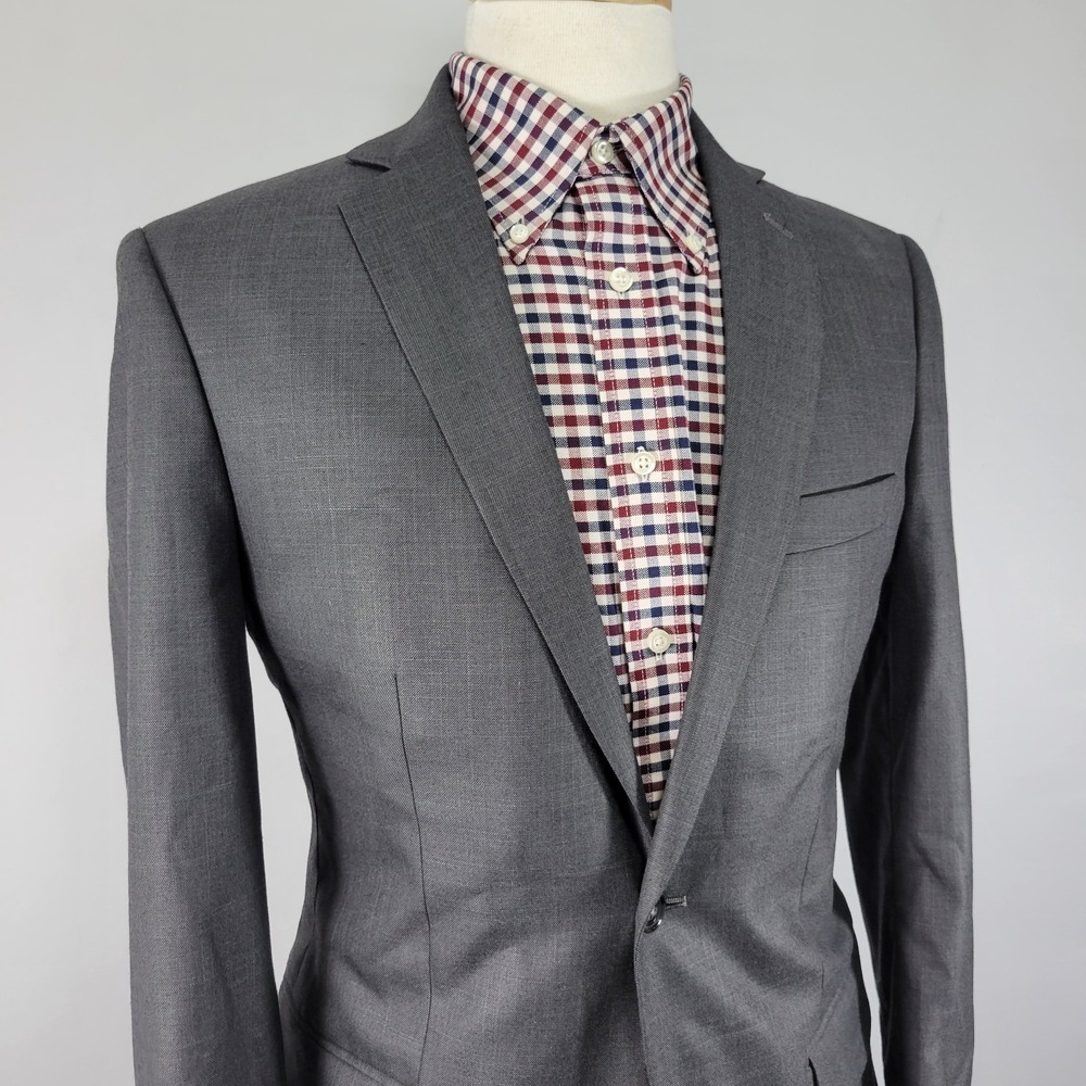 APT.9 Men's Sport Coat Blazer Two Button Gray Polyester Blend Slim Fit 38R - Picture 8 of 14